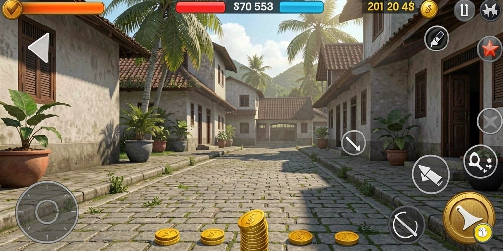 Tangkapan layar dari pemandangan indah dalam game.